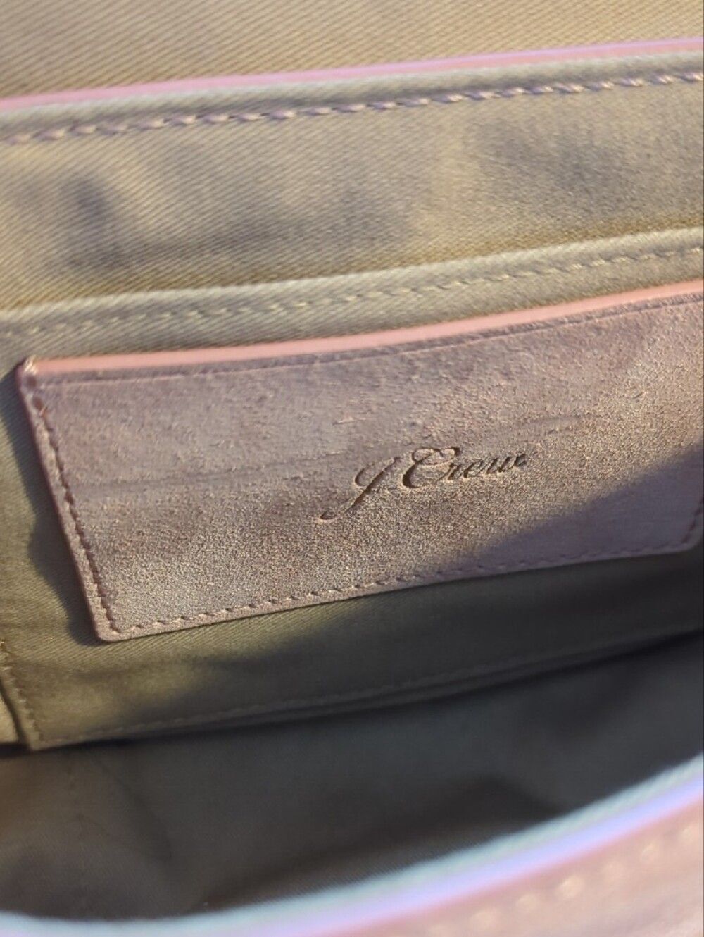 JCrew Blush Pink Suede Crossbody Bag with Brass Buckle - Picture 4 of 5